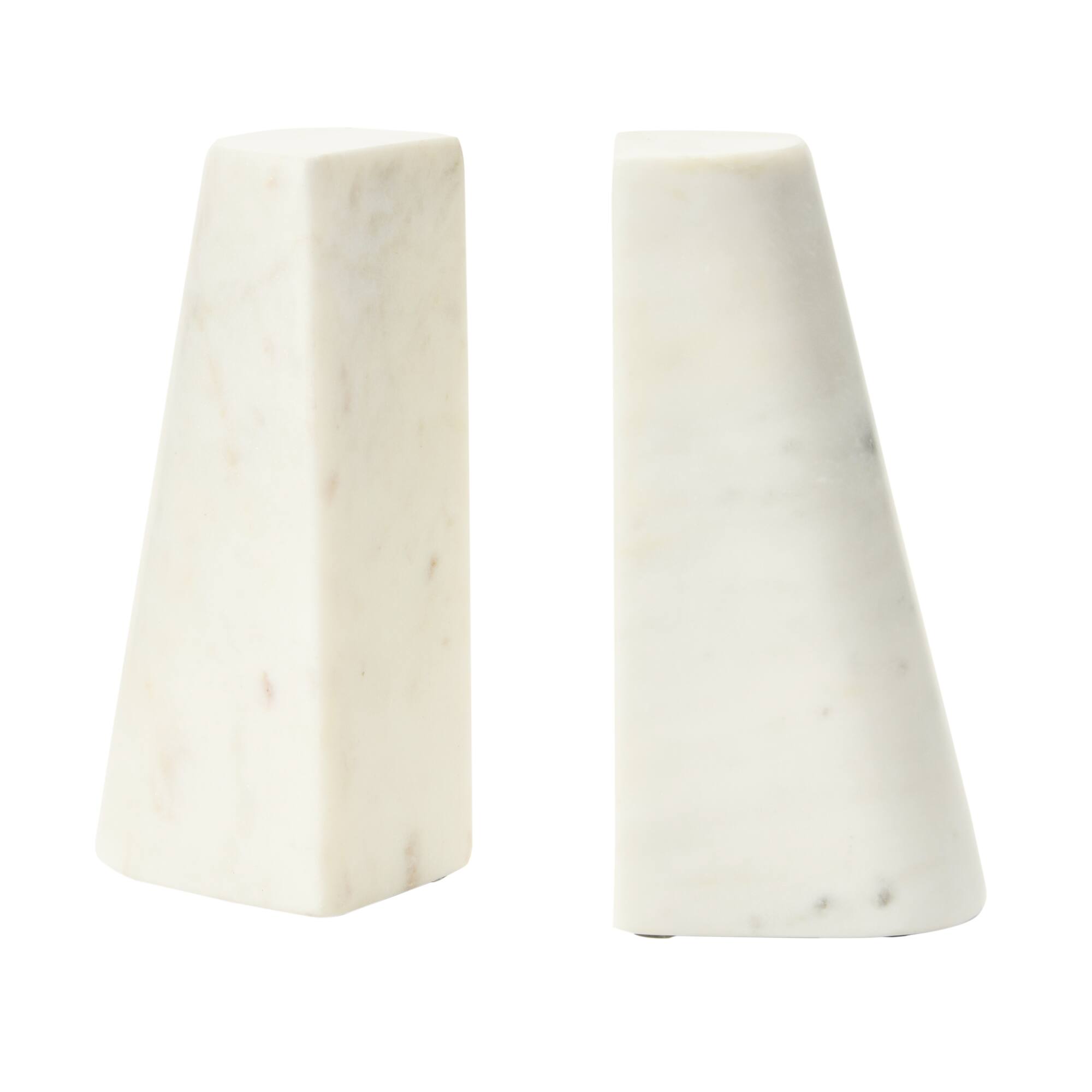 Hello Honey® 6" White Geometric Marble Bookends with Brass Inlay, 2ct.